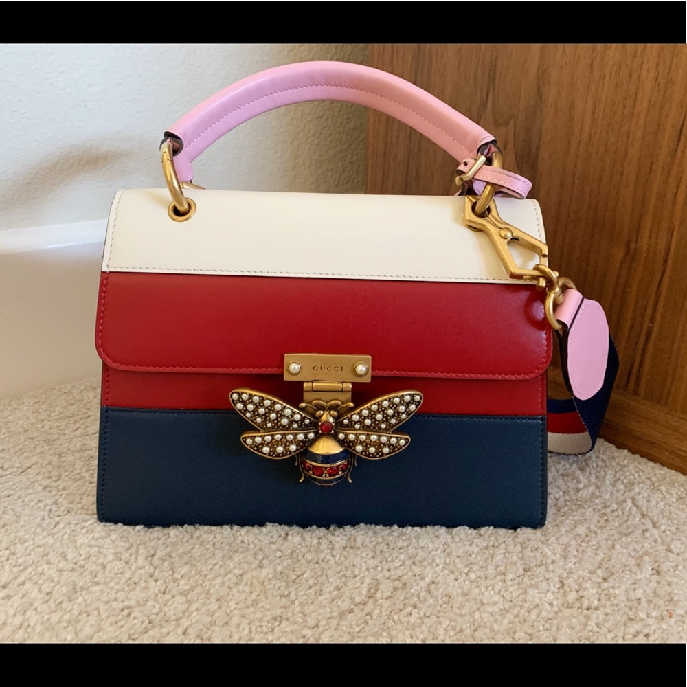 Gucci Queen Margaret Bee Web Strap Crossbody bag